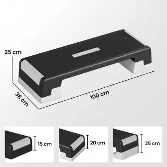 Stepper Aerobic Reglabil, inaltime 15/20/25 cm cu Suporturi