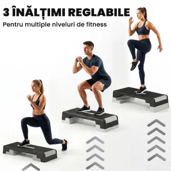Stepper Aerobic Reglabil, inaltime 15/20/25 cm cu Suporturi