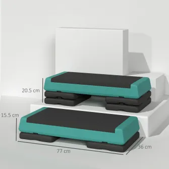 Stepper Fitness Reglabil la 10,5/15,5/20,5 cm cu Suprafata Antiderapanta si Capacitate 250 kg, Verde