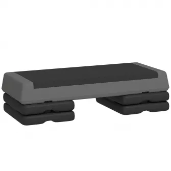 Stepper Fitness Reglabil la 10,5/15,5/20,5 cm cu Suprafata Antiderapanta si Capacitate de 250 kg, Gri