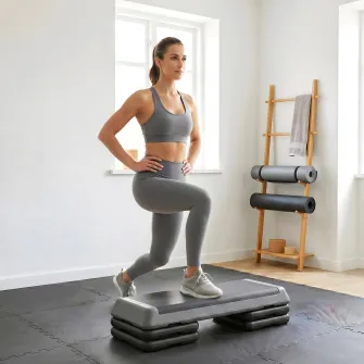 Stepper Fitness Reglabil la 10,5/15,5/20,5 cm cu Suprafata Antiderapanta si Capacitate de 250 kg, Gri