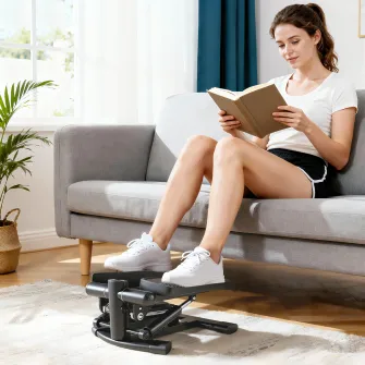 Stepper Twister 2 in 1 cu Monitor LCD, Pedale Mari si Antiderapante, Capacitate 100 kg, Negru
