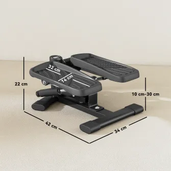 Stepper Twister 2 in 1 cu Monitor LCD, Pedale Mari si Antiderapante, Capacitate 100 kg, Negru