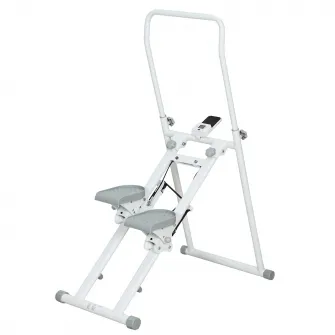 Stepper Vertical Pliabil cu Maner Reglabil, Pedale Antiderapante si Monitor LCD, Alb