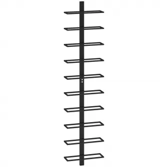 Suport de sticle de perete cu 10 rafturi din otel, negru, pentru 10 sticle, 27x10x116 cm
