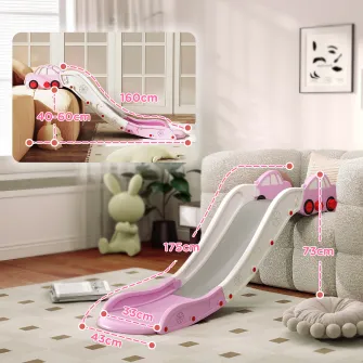 Tobogan pentru Copii din HDPE cu Zona de Amortizare Integrata, pentru Canapele, Paturi, 18-48 luni, Roz