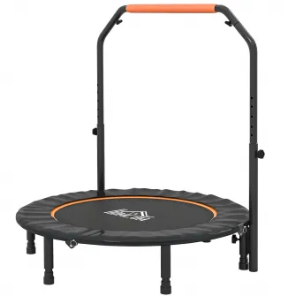 Trambulina Fitness Mini Pliabila 45'', cu Maner Reglabil din Spuma, Portocaliu
