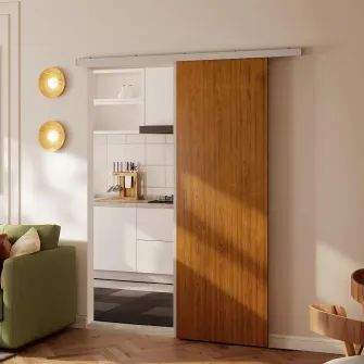 Usa Culisanta de Interior 75x210 cm, sina Silentioasa din Aliaj de Aluminiu, Kit Accesorii, Ghidaj, Usa de Interior Stil Minimalist, din MDF, Impermeabila, pentru Bucatarie, Baie, Birou