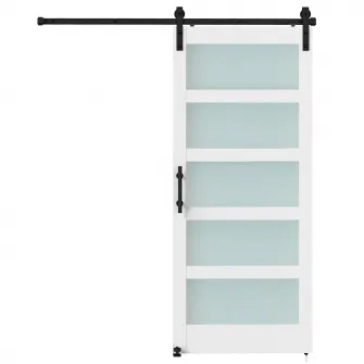 Usa Glisanta 91,4 x 213,4 cm cu Kit, Panouri din Sticla, Aspect Lemn Alb