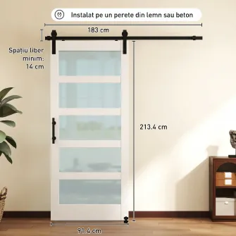 Usa Glisanta 91,4 x 213,4 cm cu Kit, Panouri din Sticla, Aspect Lemn Alb