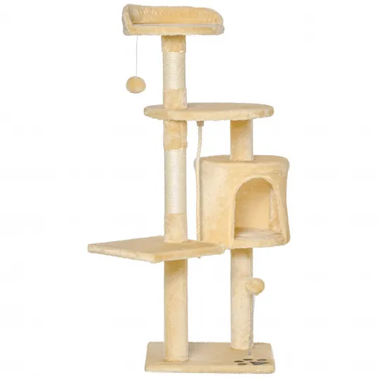 ansamblu pentru pisici, 4 niveluri, 40x40x114cm, bej