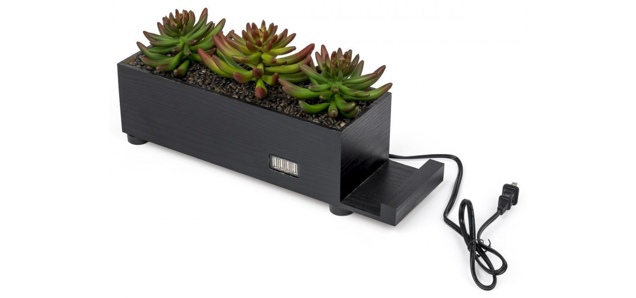Incarcatoare pentru iubitorii de plante: jardiniere incorporate cu porturi USB.