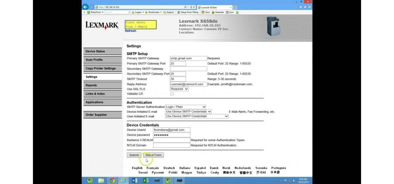 Stapanirea setarilor de scanare pe imprimantele multifunctionale Lexmark.