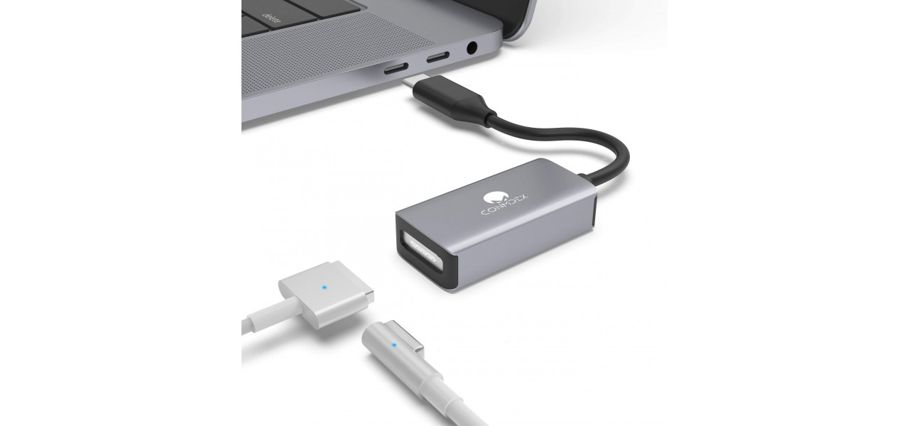 Avantaje si dezavantaje ale utilizarii unui adaptor MagSafe-la-USB-C pentru incarcatoarele pentru laptopuri Apple.