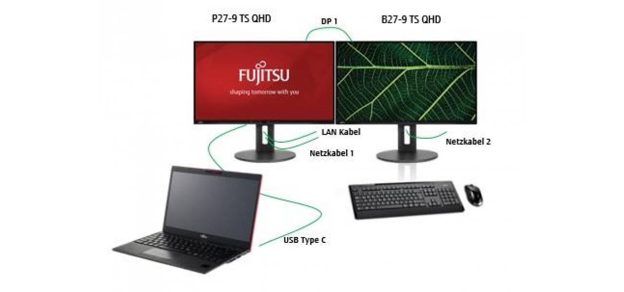 Ramaneti conectat si organizat cu monitoarele Fujitsu.