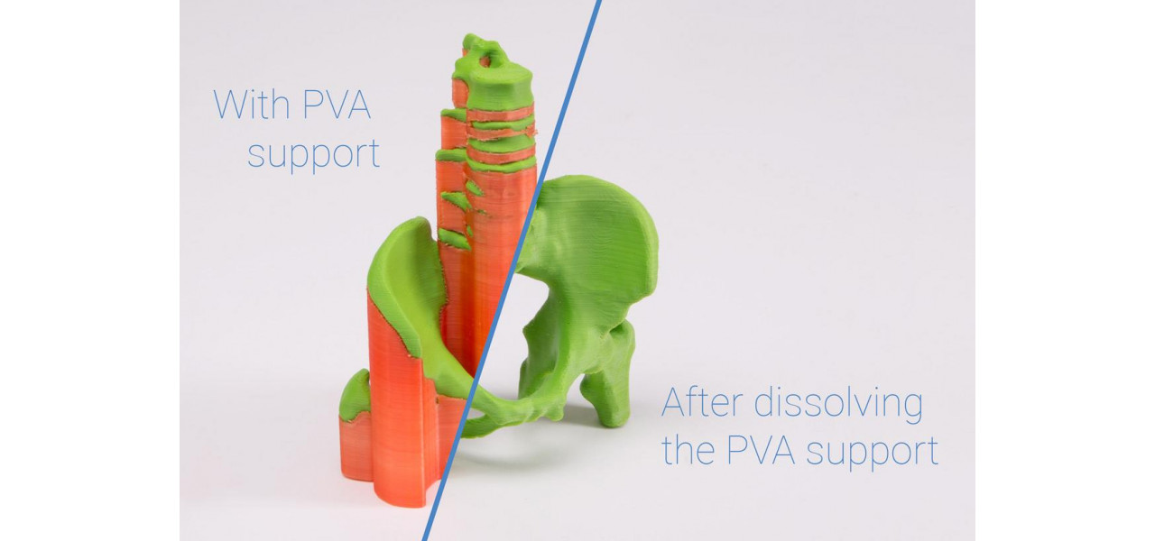 Beneficiile utilizarii materialului suport PVA in imprimarea 3D cu extrudare duala.