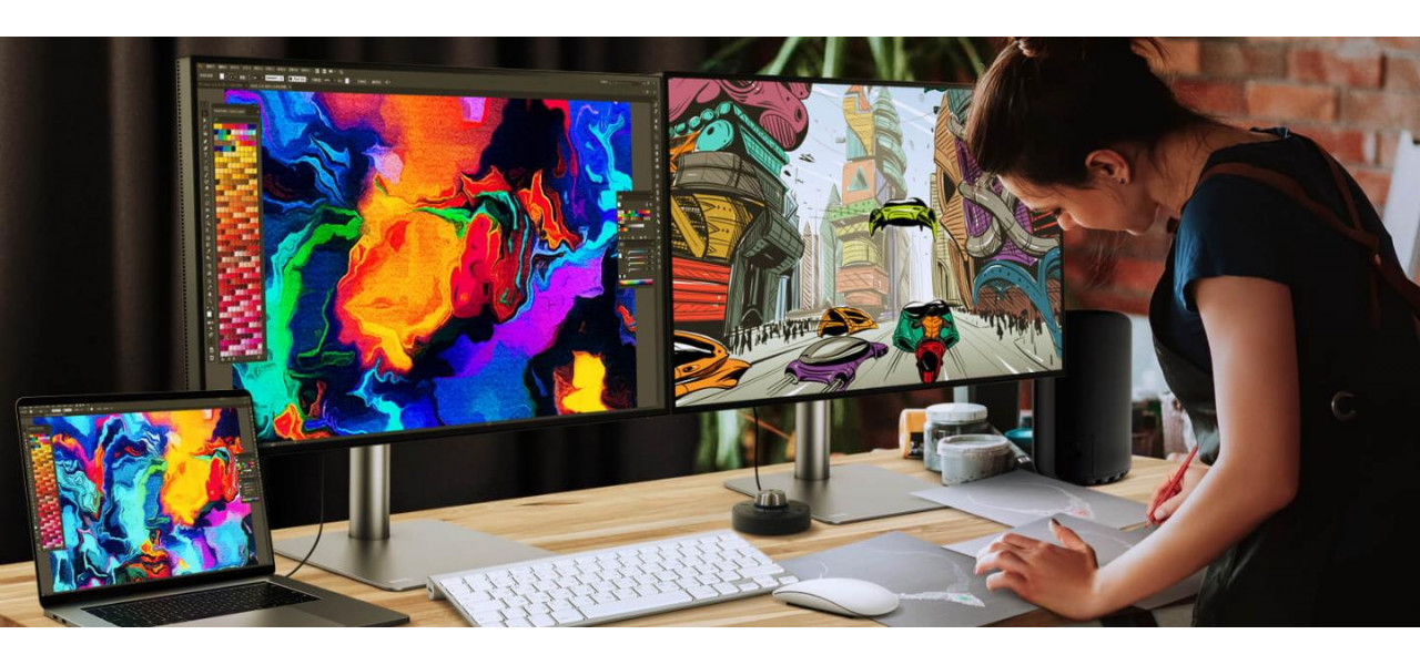 Dezlantuiti creativitatea cu monitoarele HP pentru design grafic.