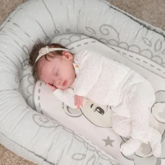 Baby Nest, Lorelli, 92 x 58 cm, bumbac ranforce, Little Bear Grey