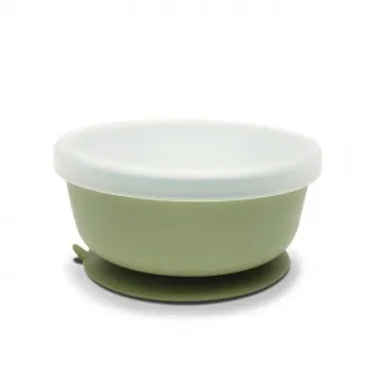 Bol de hranire cu capac, Lorelli, din silicon natural, cu ventuza, 6 luni+, Fresh Green