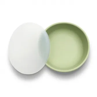 Bol de hranire cu capac, Lorelli, din silicon natural, cu ventuza, 6 luni+, Fresh Green