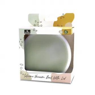 Bol de hranire cu capac, Lorelli, din silicon natural, cu ventuza, 6 luni+, Fresh Green