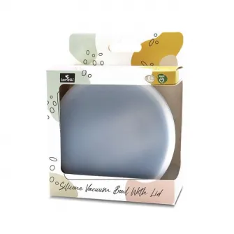 Bol de hranire cu capac, Lorelli, din silicon natural, cu ventuza, 6 luni+, Grey