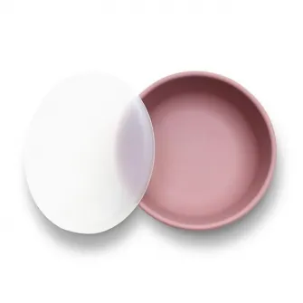 Bol de hranire cu capac, Lorelli, din silicon natural, cu ventuza, 6 luni+, Pink