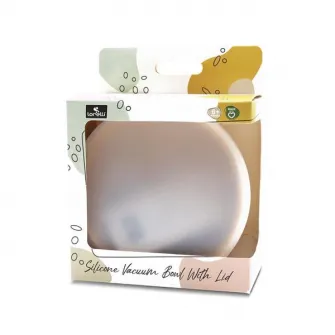 Bol de hranire cu capac, Lorelli, din silicon natural, cu ventuza, 6 luni+, Yellow