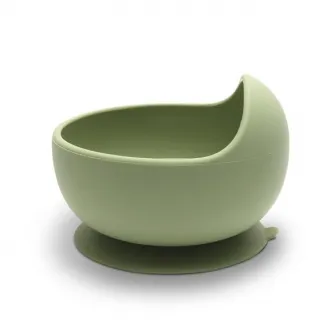 Bol de hranire din silicon natural, Lorelli, cu ventuza, 6 luni+, Fresh Green