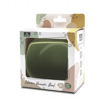 Bol de hranire din silicon natural, Lorelli, cu ventuza, 6 luni+, Fresh Green