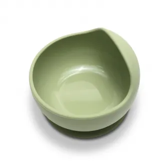 Bol de hranire din silicon natural, Lorelli, cu ventuza, 6 luni+, Fresh Green