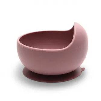 Bol de hranire din silicon natural, Lorelli, cu ventuza, 6 luni+, Pink