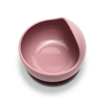 Bol de hranire din silicon natural, Lorelli, cu ventuza, 6 luni+, Pink
