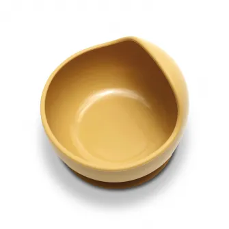 Bol de hranire din silicon natural, Lorelli, cu ventuza, 6 luni+, Yellow
