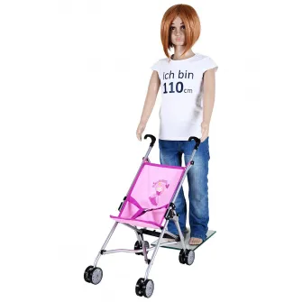 Carucior sport pentru papusi, Knorr Toys, Sim, 42 x 27 x 55 cm, 3 Ani+, Princess Pink