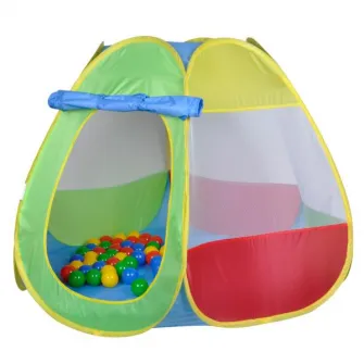 Casuta de joaca pentru copii, Knorr Toys, potrivit interior/exterior, include 50 bile asortate coloristic fara BPA, din tesatura de cort hidrofuga, 0 Luni+, 100x100x90 cm, Bellox