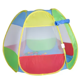 Casuta de joaca pentru copii, Knorr Toys, potrivit interior/exterior, include 50 bile asortate coloristic fara BPA, din tesatura de cort hidrofuga, 0 Luni+, 100x100x90 cm, Bellox
