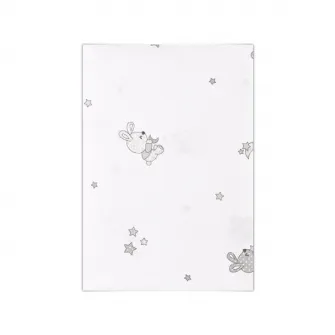 Cearceaf bumbac ranforce, Lorelli, 100 x 150 cm, Little Rabbits Grey