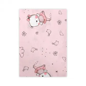 Cearceaf bumbac ranforce, Lorelli, 100 x 150 cm, Pink Ballerina Bear