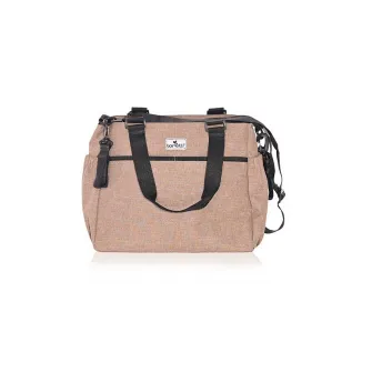 Geanta pentru accesoriile bebelusului, Maya, 9 compartimente, cu bretea pentru umar, compartiment izoterm detasabil, Beige