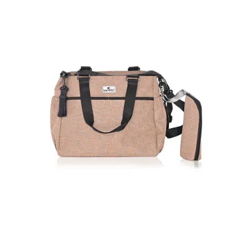 Geanta pentru accesoriile bebelusului, Maya, 9 compartimente, cu bretea pentru umar, compartiment izoterm detasabil, Beige