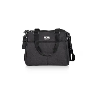 Geanta pentru accesoriile bebelusului, Maya, 9 compartimente, cu bretea pentru umar, compartiment izoterm detasabil, Black