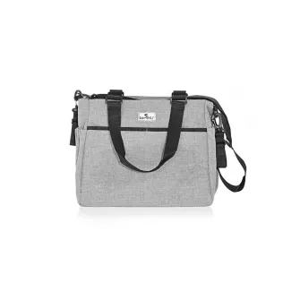 Geanta pentru accesoriile bebelusului, Maya, 9 compartimente, cu bretea pentru umar, compartiment izoterm detasabil, Grey
