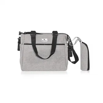 Geanta pentru accesoriile bebelusului, Maya, 9 compartimente, cu bretea pentru umar, compartiment izoterm detasabil, Grey