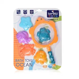 Jucarii de baie, Lorelli, forme marine, 5 piese, 12 luni+