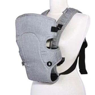 Marsupiu ergonomic pentru copii, Between, Lorelli, 2 pozitii, centuri de siguranta ajustabile, curele reglabile, pernuta pentru cap, 0-9 Kg, Grey & Black
