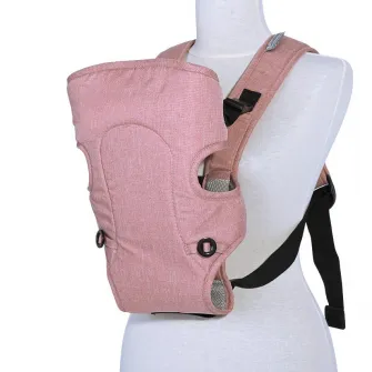 Marsupiu ergonomic pentru copii, Between, Lorelli, 2 pozitii, centuri de siguranta ajustabile, curele reglabile, pernuta pentru cap, 0-9 Kg, Rose tan & Grey
