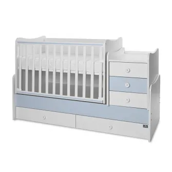 Mobilier multifunctional, Lorelli, Maxi Plus, 70 x 160 cm, transformabil, Trio White Baby Blue