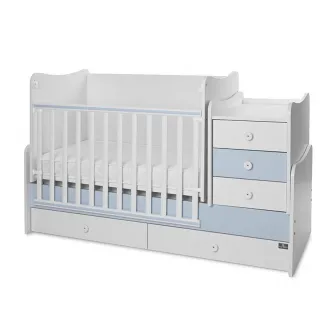 Mobilier multifunctional, Lorelli, Maxi Plus, 70 x 160 cm, transformabil, Trio White Baby Blue