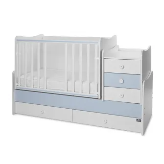 Mobilier multifunctional, Lorelli, Maxi Plus, 70 x 160 cm, transformabil, Trio White Baby Blue